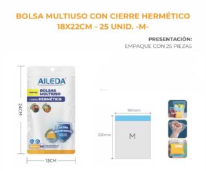Bolsa hermetica M Listo AILEDA BOLSA HERMETICA MEDIANA 25UND