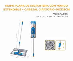 Mopa plana con mango listo AILEDA MOPA PLANA MICROFIBRA 2UND