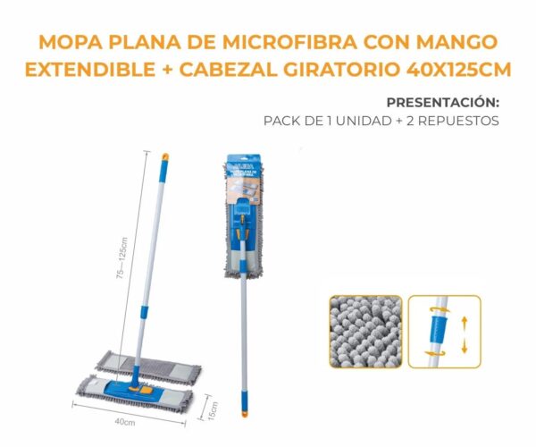 Mopa plana con mango listo AILEDA MOPA PLANA MICROFIBRA 2UND