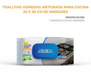 Toallas humedas antigrasa Listo AILEDA TOALLA DE COCINA ANTIGRASA 50UND