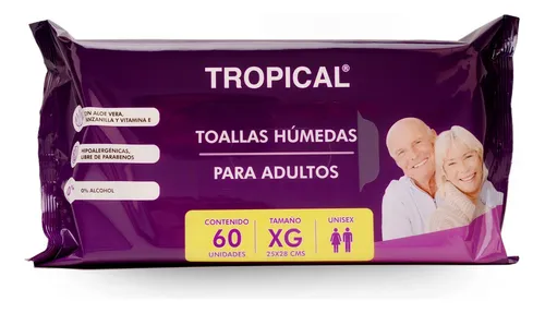 TROPICAL TOALLAS HUMEDAS PARA ADULTO "XG" 60UND
