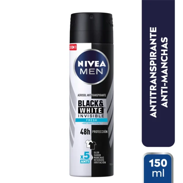 NIVEA DESODORANTE BLACK & WHITE INVISIBLE FRESH 150ML MEN